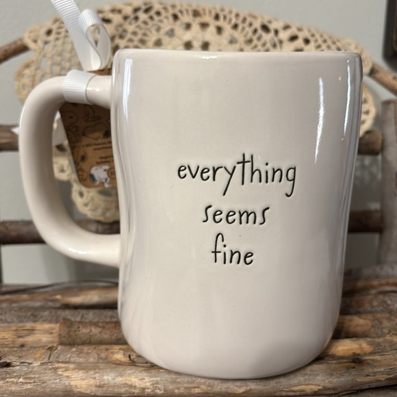 NWT! PEANUTS X RAE DUNN EVERYTHING SEEMS FINE CHARLIE BROWN DOUBLE-SIDED MUG - Picture 3 of 12
